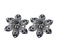WEKADRIN 2pcs Vintage Crystal Hair Claws Metal Hair Catch Barrette Jaw Clamps for Women and Girls for Messy Buns