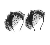 WEKADRIN 2pcs Vintage Polka Dot Lace Double Layer Bow Veil Fascinator Headband for Women Bridal Wedding Tea Party Headpiece Headdress