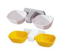 WEKADRIN 2Pcs Wall-mounted Dual Pet Feeding Bowl Yellow White Cat Dog Food Feeder with Anti-spill Neck Design Detachable Smooth Surface for Easy Cleaning Space-saving Elevated Bowls for