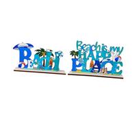 WEKADRIN 2Pcs Wooden Alphabet Decors Natural Wood Slice Ornaments Party Supplies for Home Beach Tabletop Decoration