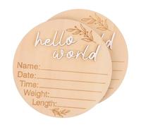 WEKADRIN 2pcs Wooden Birth Announcement Signs Round Discs for Newborns Nursery Decor with Polished Smooth Surface Recording Name and Weight Monthly Growth Tracker and Party
