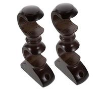 WEKADRIN 2pcs Wooden Double Curtain Rod Holders Easy Install Mounting Brackets with Natural Texture Stylish Drapery Pole Supports for Living Bedroom Home Decor