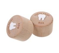 WEKADRIN 2pcs Wooden Tooth Fairy Box Keepsake Organizer Storage for Boys and Girls Lost Milk Teeth