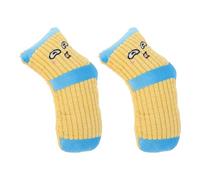 WEKADRIN 2pcs Yellow Cartoon Plush Dog Socks Squeaky for Small Puppies, Sturdy Chew and Interactive Pet Diversion Playthings for Puppy Training and Boredom Relief