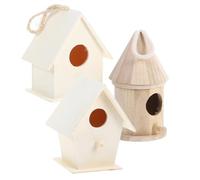 WEKADRIN 3 Pcs DIY Wooden Bird Nest Unfinished Craft Kit with Wide Entrance for Small Birds Home Decor Hanging Ornaments for Garden Balcony and Window Decoration