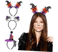 WEKADRIN 3 Pcs Halloween Headbands Lightweight Hair Bands with Spider Pumpkin Witch Hat Designs for Women Party Costume Accessories and Festive Decorations