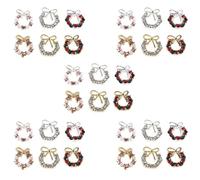 WEKADRIN 30pcs Christmas Nail Studs Garland Bow Wreath Rhinestone Metal Charms Decorations for Nail Art Festive Holiday Manicure