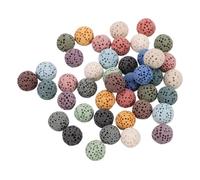 WEKADRIN 39pcs Lava Rock Essential Oil Diffuser Beads No Hole 8mm Round Natural Aroma Spacer Stones for Jewelry Making Car Air Freshener Aromatherapy
