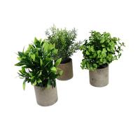 WEKADRIN 3pcs Artificial Greenery Simulation Potted Plant Decor Faux Eucalyptus Rosemary Maple Leaf for Indoor Home Office Decoration