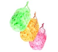WEKADRIN 3pcs Body Cleaning Sponge Gentle Deep Cleansing Foaming Shower Pouf for Bathing Exfoliating in Camo Green Red Yellow