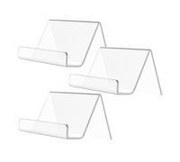 WEKADRIN 3Pcs Clear Acrylic Business Card Holder Stand for Desk Organizer Transparent Card Display Stands for Office with Stable Structure