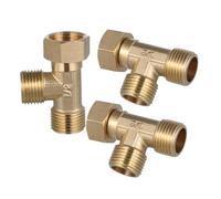 WEKADRIN 3pcs Copper Pipe Joint Water Line Splitter Threaded Three-Way Adapter for Solar Water Heater with Smooth Inner Design and Quick Disassembly Suitable for Residential and Commercial