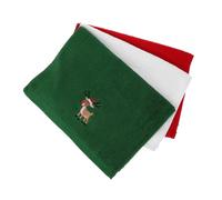 WEKADRIN 3pcs Cotton Christmas Embroidered Hand Towels Soft Absorbent Holiday Bathroom Kitchen Decor Festive Tree Santa Reindeer Bell Design Gift