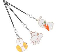 WEKADRIN 3pcs Cute Bunny Pendant Decorative Alloy Keychain Charms for DIY Phone Bag and Keyring Accessories with Playful Rabbit and Carrot Designs