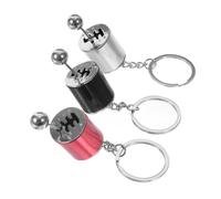 WEKADRIN 3pcs Gear Shifter Keychain Set for Car Keys Cool Fidget Gadgets Key Rings in Black Red and Silver for Men and Car Accessories