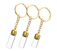 WEKADRIN 3pcs Glass Perfume Bottle Keychain Tiny Jars Caps Small Bottles for Keys Wallet Hanging Decoration Perfume Travel Refillable
