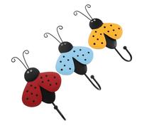 WEKADRIN 3pcs Iron Beetle Wall Mounted Coat Hooks Oil-Resistant Iron Material with Colorful Cartoon Design for Hanging Keys Bags Towels Scarves in Living and Kitchen