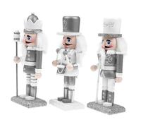 WEKADRIN 3Pcs Nutcracker Ornament Silver White Hanging Xmas Tree Decor Christmas Puppet Craft Decoration for Home Hotel Restaurant Festive Tabletop Display