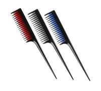 WEKADRIN 3pcs Plastic Hair Combs Set with Tip Tail Detangling Styling Combs Long Handle for Home Hairdressing Use in Black, Red, and Blue
