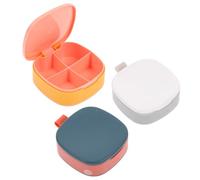 WEKADRIN 3Pcs Portable Pill Box Small Medicine Container with Tightly Sealed Flip Lid for Tablets Vitamins Supplements Travel and Daily Use Blue Pink Gray