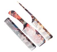 WEKADRIN 3pcs Professional Mens Hair Comb Set Afro Curly Hair Styling Plastic Construction Effortless Detangling Stylish Design Versatile Styling Tool