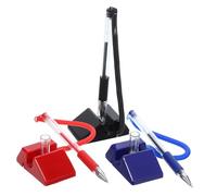 WEKADRIN 3Pcs Reception Desk Security Gel Ink Pens with Stand Comfortable Grip Counter Desk Pens for Banks Hotels Hospitals and Public Areas Smooth Writing Office Stationery