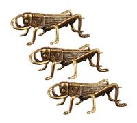 WEKADRIN 3pcs Retro Brass Cricket Figurine Small Cricket-shaped Decoration Compact Desk Ornament for Bedroom Living Study Solid Brass Sculpture for Cricket Lovers