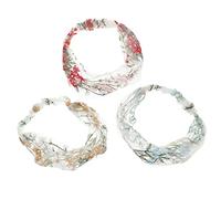 WEKADRIN 3pcs Retro Floral Embroidered Lace Headbands Stretch Wide Hairbands for Women Lightweight Vintage Style Hair Accessories for Daily Wear Parties Makeup Photo Shoots Gift Light Blue