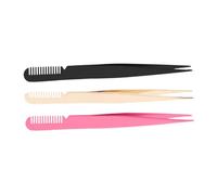 WEKADRIN 3pcs Stainless Steel Eyelash Tweezers with Comb Eyelash Curler and Applicator Tool for Women Precision False Lash Extension Beauty Tools in Gold Black Rose Red