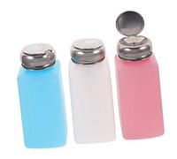 WEKADRIN 3pcs Stainless Steel Press Bottles 250ml Nail Polish Remover Liquid Dispenser Push down Pump for Solvent Use in Manicure and Beauty Salon Random Color