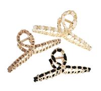WEKADRIN 3pcs Vintage Metal Jaw Hair Clips with Interlocking Teeth for Secure Grip Non-slip Ponytail Holders for Thick Thin Curly Straight Hair Stylish Hairstyle Accessories Random Color