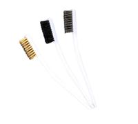 WEKADRIN 3pcs Wire Brush Set with Plastic Handles for Cleaning Rust Welding Slag and Reach Gaps Stainless Steel Brass and Black Pig Bristle Brushes for Industrial and Car Maintenance Tasks