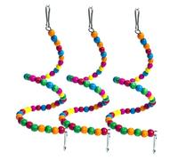 WEKADRIN 3pcs Wooden Bead Spinning Toy for Parakeets Hanging Bird Cage -resisting Function Funny Parrot Toy for Cockatiel Birds