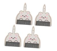 WEKADRIN 4 Sets Mini Dustpan and Whisk Broom with Adorable Bunny Design Compact Portable Cleaning Tool for Desktop Kitchen Car Small Spaces Plastic Handheld Sweeper
