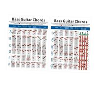 WEKADRIN 4 String Electric Bass Guitar Chord Chart String Large Exercise Diagram with Chords for Beginners E D Tuning Reference Guide