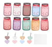 WEKADRIN 48 Sets Valentine's Day DIY Jar Cards for Classroom Exchange Holiday Greeting Cards for Preschool Elementary Party Gifts Colorful Message Notecards for Valentine Treat Bags