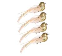 WEKADRIN 4pcs Artificial Birds Christmas Decorations 14cm Glitter Gold Small Bird Model Toys Garden Ornament Holiday Craft