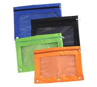 WEKADRIN 4pcs Binder Pencil Pouch Oxford Cloth Zipper Binder File Pouch Black Orange Blue Green for School and Office Supplies