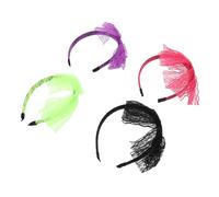 WEKADRIN 4pcs Bowknot Design Hair Hoops for Party Hair Accessory with Purple Black Satin Rose Red Neon Green Adorable Headdresses for Festivals and Costume Parties