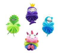 WEKADRIN 4pcs Boys and Girls Cartoon Mesh Bath Balls Shower Tools for Children, Cute Animal Design, Soft Foam Ball Set Suitable for Baby Bath Time