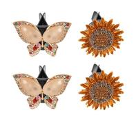 WEKADRIN 4pcs Car Air Vent Clips Rhinestone Aromatherapy Diffuser with Butterfly Sunflower Designs Alloy Vent Decoration for Front Dash Quiet Freshener for Comfortable Driving Experience