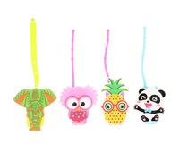 WEKADRIN 4Pcs Cartoon Silicone Hand Bottle Covers Small Protective Sleeves for Travel Outdoor Camping Spill-Resistant Bottle Holders with Animal Designs Elephant Panda Pineapple Owl