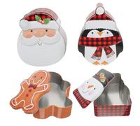 WEKADRIN 4pcs Christmas Tinplate Gift Boxes with Candy Packaging Cases Portable Multi Functional Biscuit and Treat Storage Festive Party Candy Tins for Family Friends Weddings Birthdays
