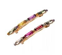 WEKADRIN 4pcs Colorful Acrylic Hair Barrettes with Rhinestone Bling Metal Spring Clips for Women and Elegant Hair Styling Accessories for Office and Daily Wear