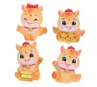 WEKADRIN 4pcs Creative Resin Chinese Zodiac Horse Figurines Miniature Animal Ornaments for Home Office Desk Decoration Whimsical Playful Horse Models Shelf Centerpieces with Cultural