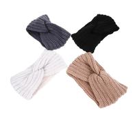WEKADRIN 4pcs Cross Splice Knitted Headbands for Women and Winter Ear Warmer Hair Bands in Black Beige Light Tan and Breathable Soft for Face Washing and Daily Wear