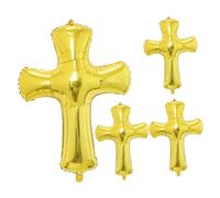 WEKADRIN 4pcs Decorative Cross Foil Balloons for Baptism and Showers Eye Catching Aluminum Balloon Decor for Birthdays Ceremonies and Celebrations