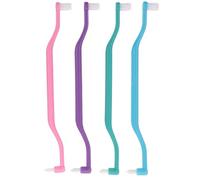 WEKADRIN 4Pcs Double-Headed Manual Toothbrush with Ergonomic Tapered Bristles for Deep Interdental Cleaning Travel-Friendly Oral Care Tools in Green Blue Pink and Purple