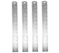WEKADRIN 4Pcs Double Scale Stainless Steel Rulers Britain Standard Straight Edge for Students Architects Engineers School Drafting Tools Silver