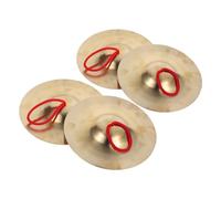 WEKADRIN 4pcs Finger Cymbals for Educational Orff Percussion Instrument Golden Handheld Musical Cymbals for Dance Performance Music Learning and Teamwork